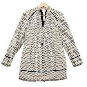 Chico's Textured Blazer Cream Black Gold Size S Small